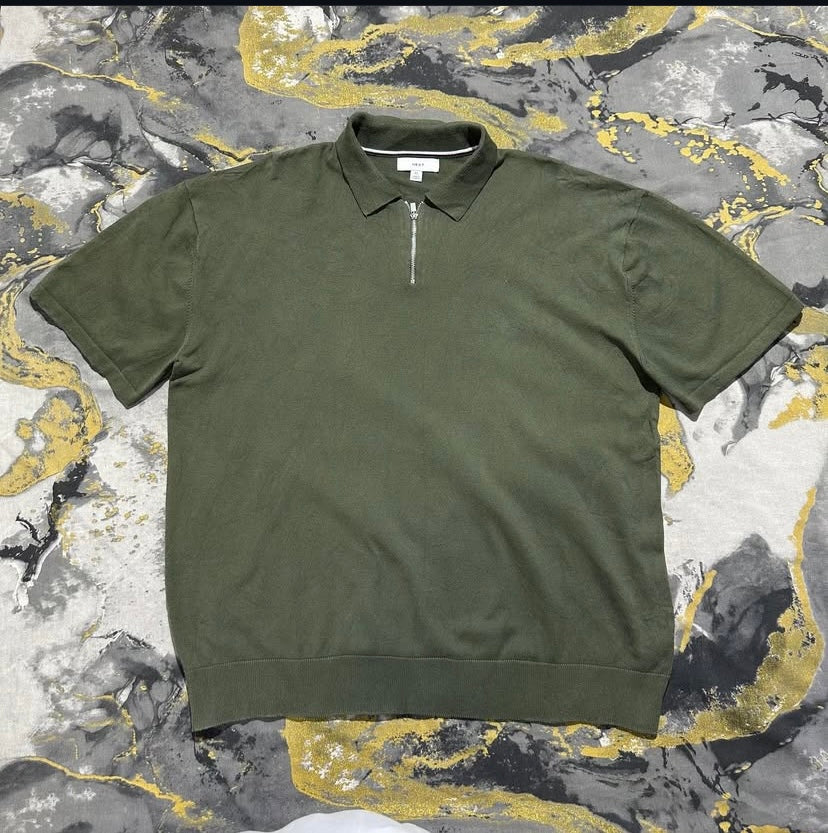 Military Green Soft Cotton Zipper Polo