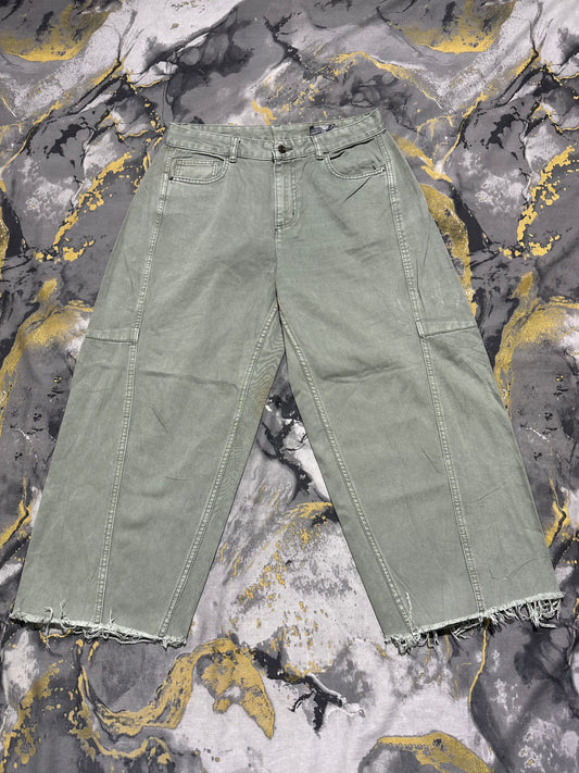 TU MEN Dark Sage Green Relaxed Barrel Jeans