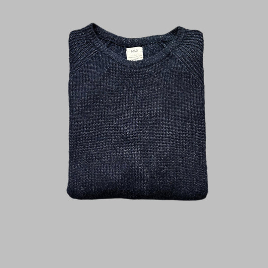 Dark Blue Soft Cotton Full Sleeves Sweater