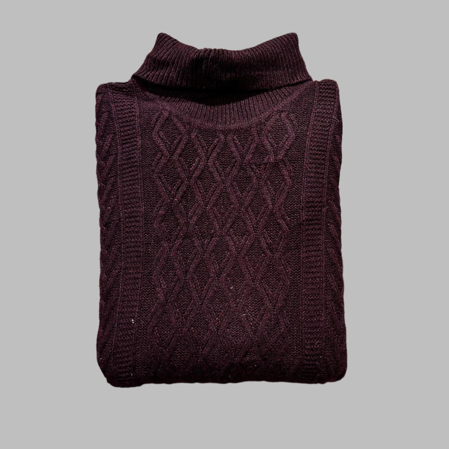 Maroon Knitted Hi-Neck Sweater