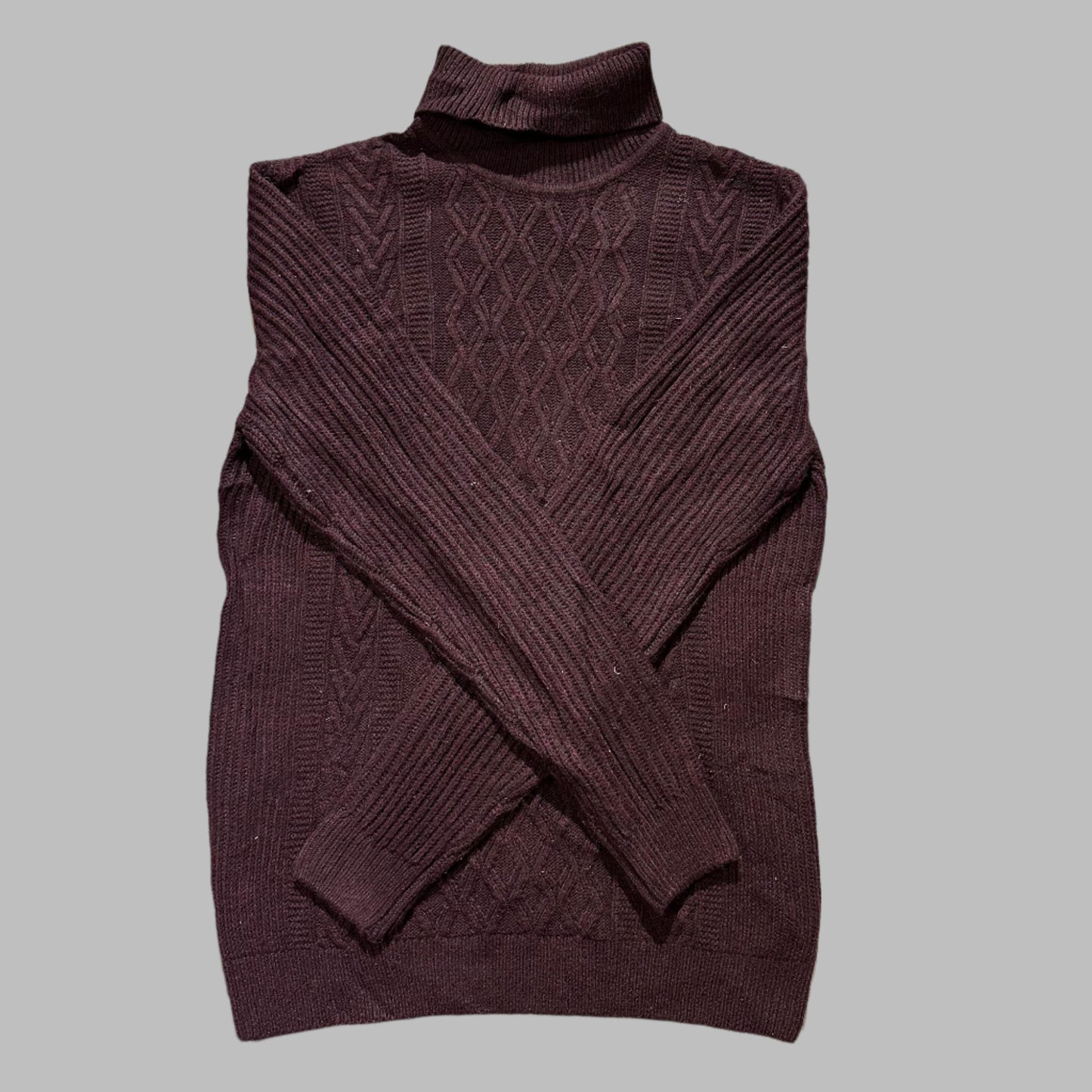 Maroon Knitted Hi-Neck Sweater