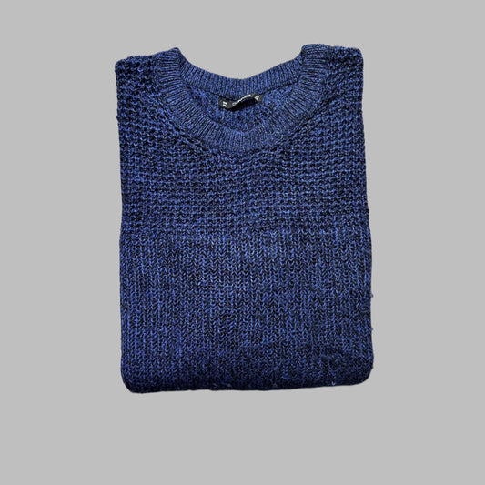 Navy Dark Blue Knitted Full Sleeves Sweater