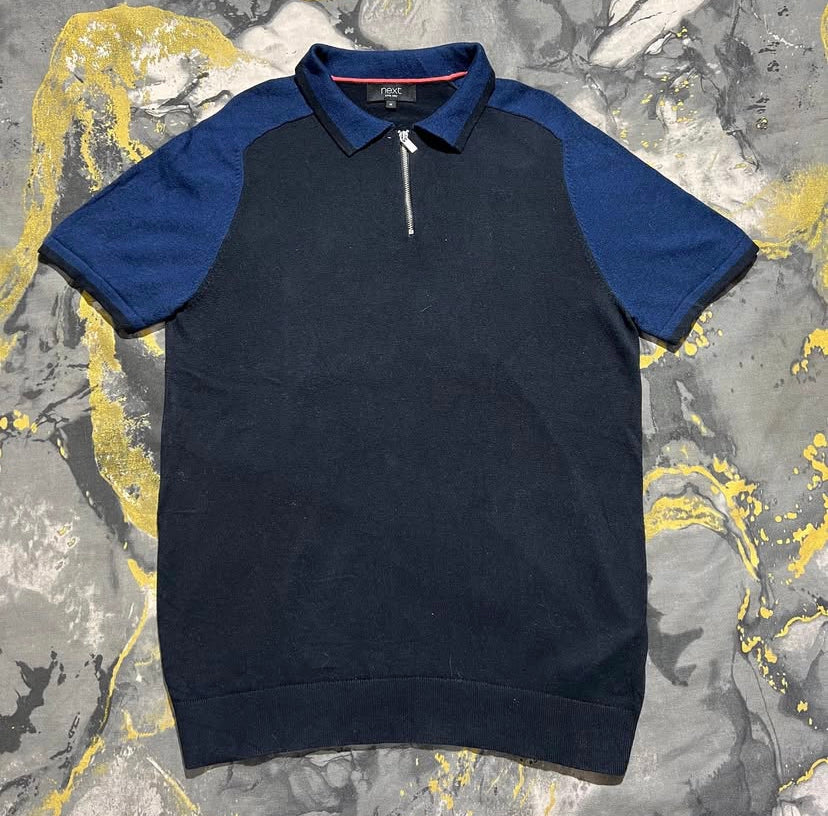 Navy-Blue Half Zipper Polo