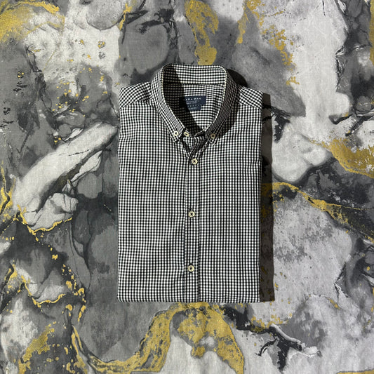 Zara Black & White Checkered French Collar Shirt