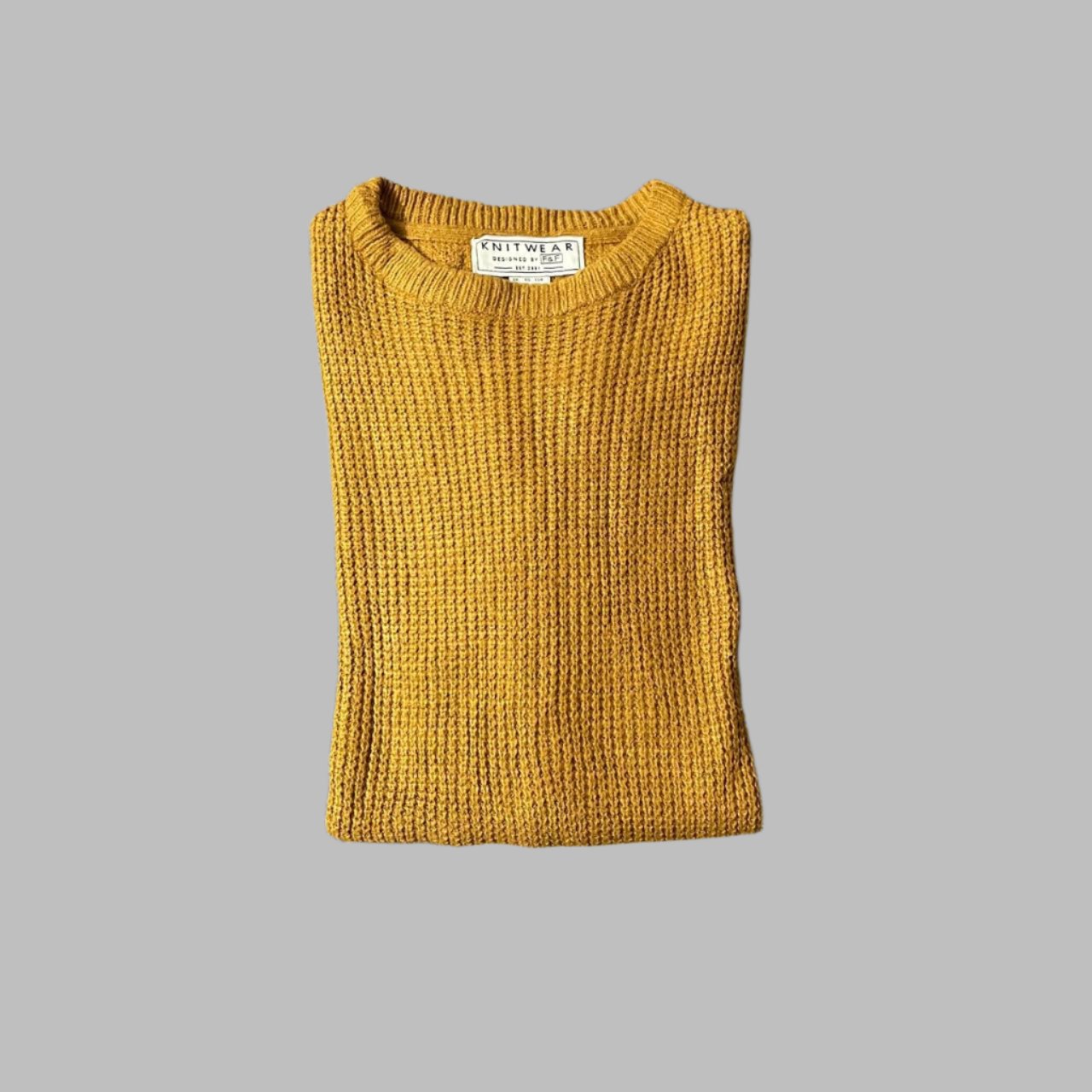 Yellow Full Sleeves Textured Knit Sweater
