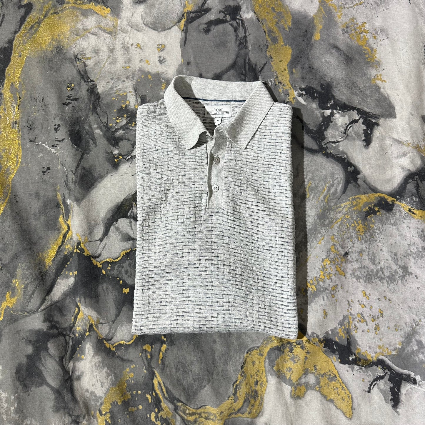 Next Gray Textured Knitted Polo