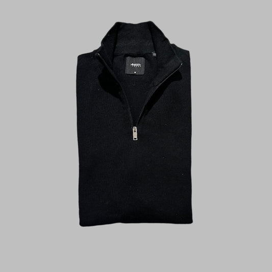 Black Full Sleeves Half Zipper