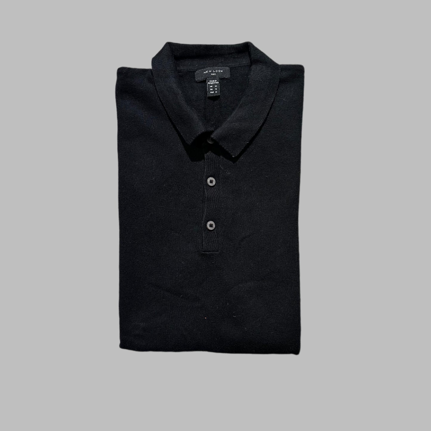 Black Full Sleeves Cotton Polo