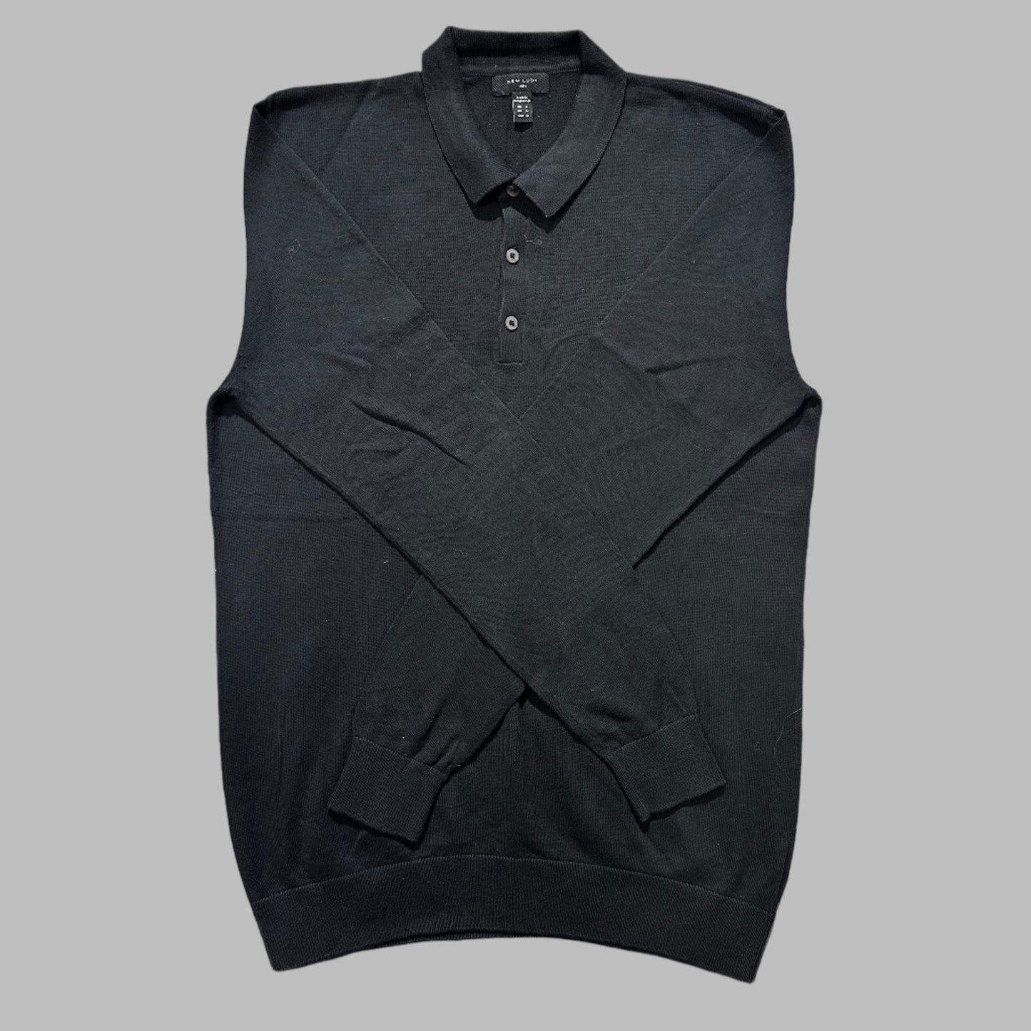 Black Full Sleeves Cotton Polo