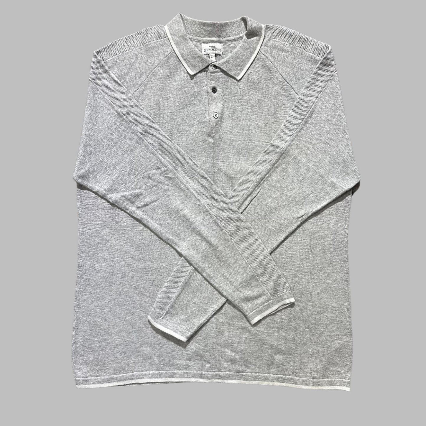 Light Grey Full Sleeves Cotton Polo