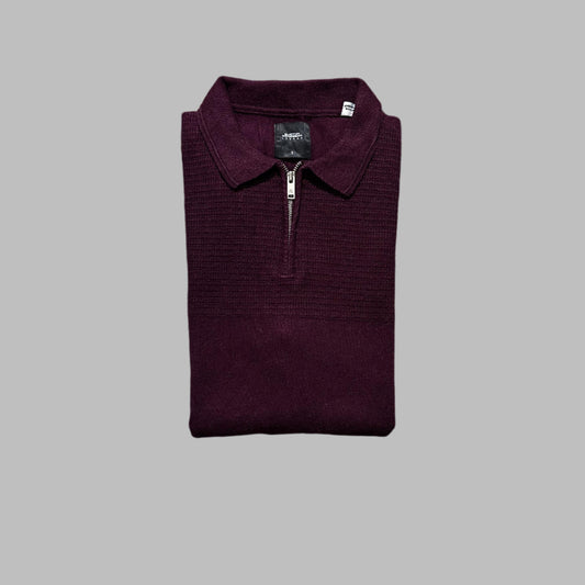 Maroon Full Sleeves Half Zipper