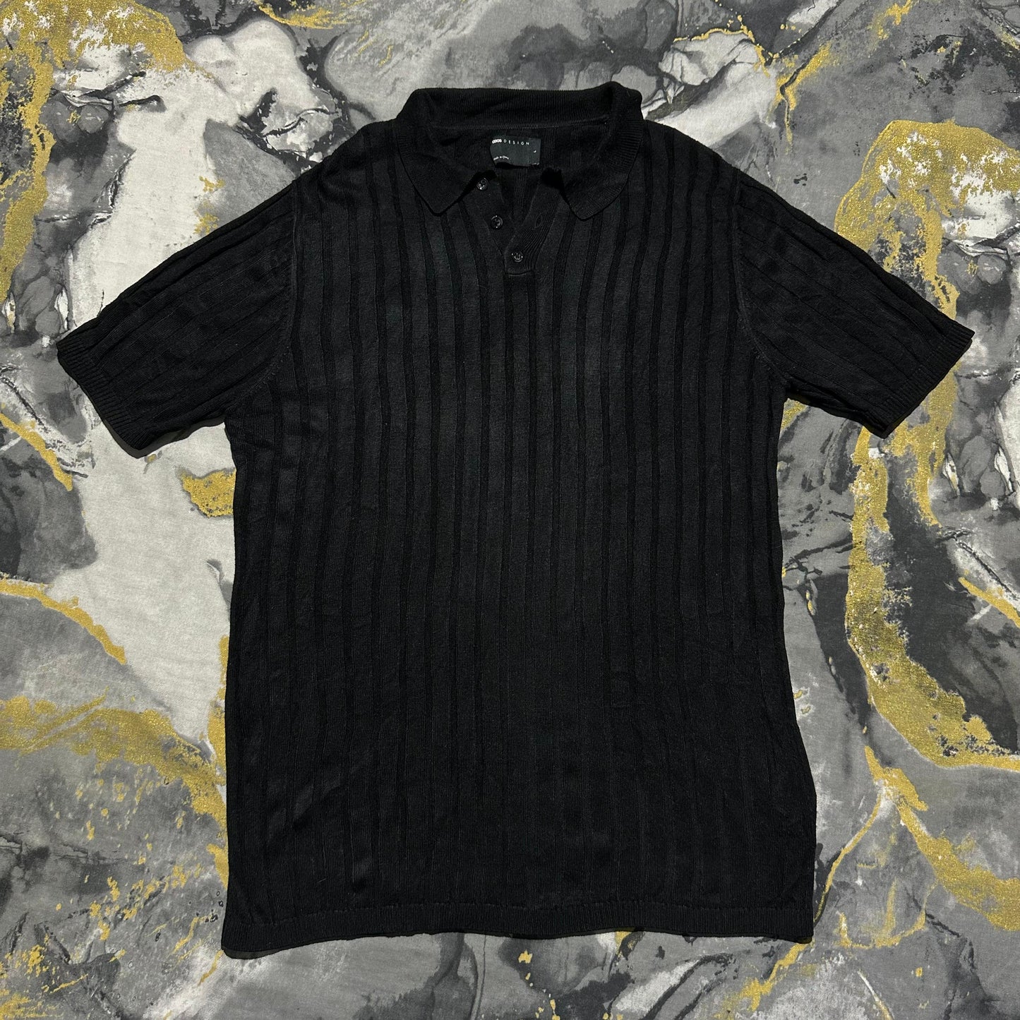 Jet Black Ribbed Polo
