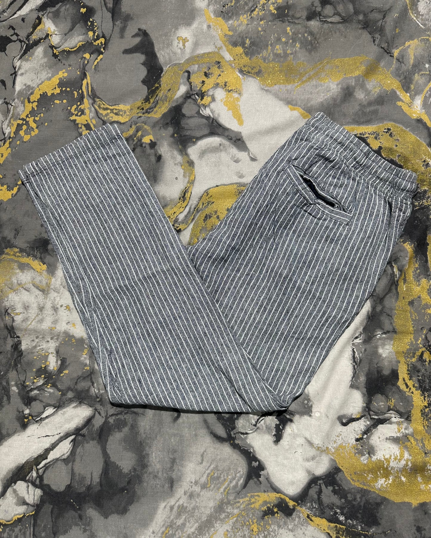SMOG Linen Grey White Striped Linen Trouser