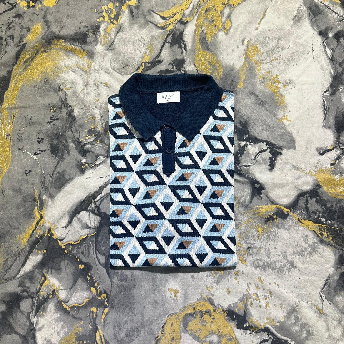 EASY Geometrical Patterned Knitted Polo