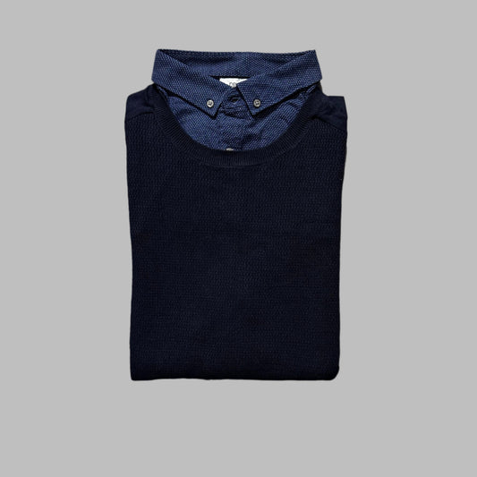 Blue Full Sleeves Collard Shirt