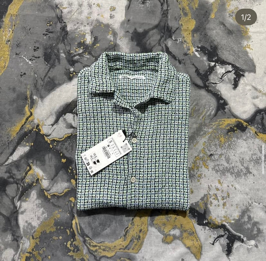 Green Mix Knitted Button Down Polo