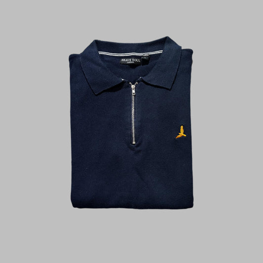 Blue Full Sleeves Half Zipper