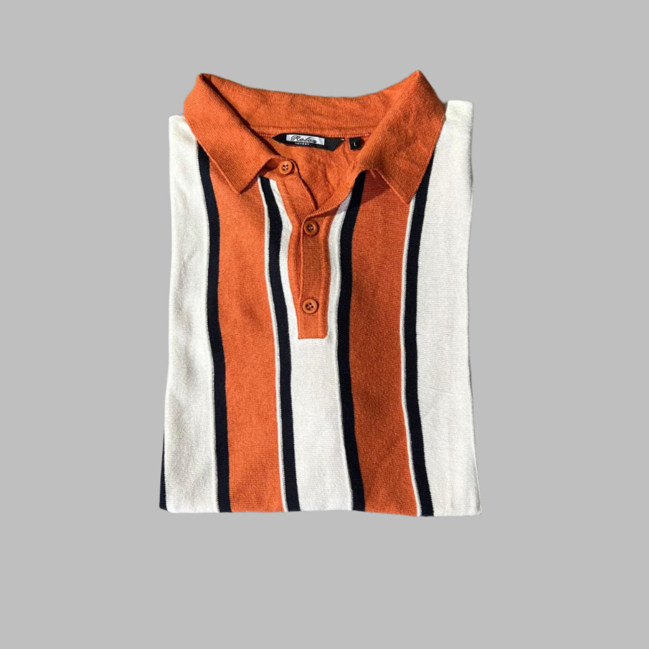 Orange Striped Half Sleeves Polo