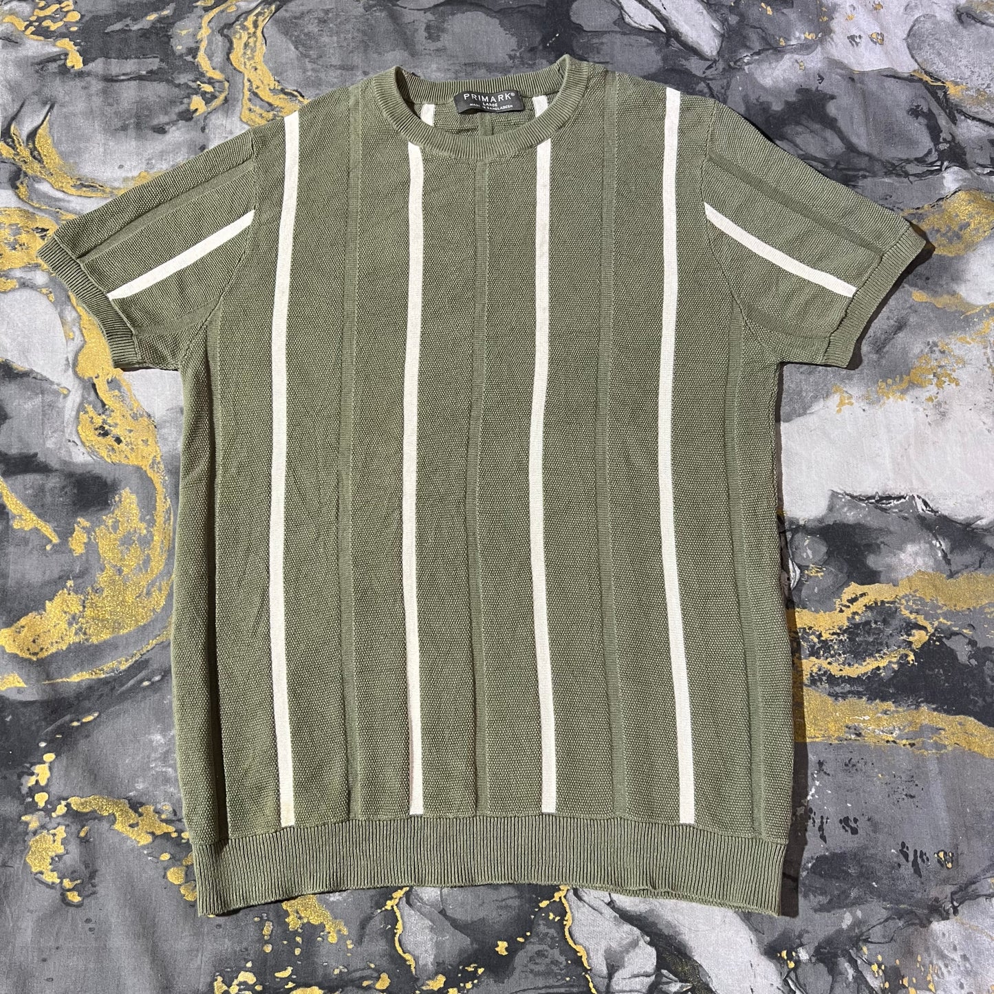 Green and White Stripes Knitted Tee