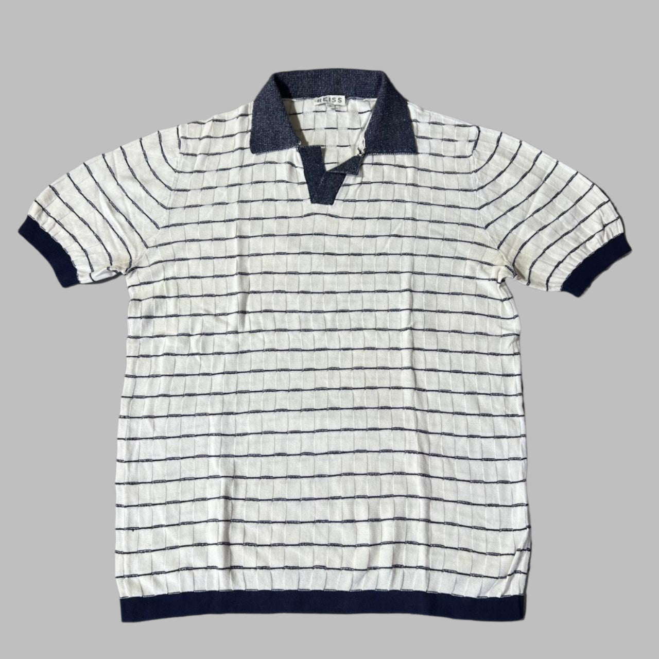White Patterned Half Sleeves Polo