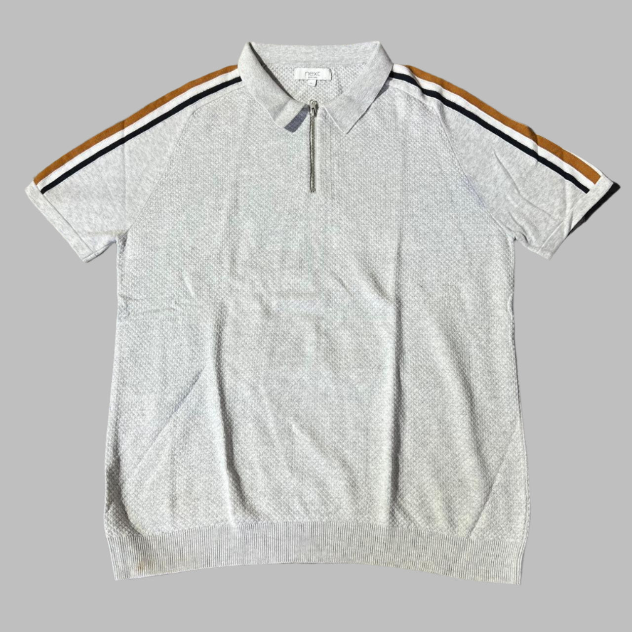 Grey Zipper Half Sleeves Polo