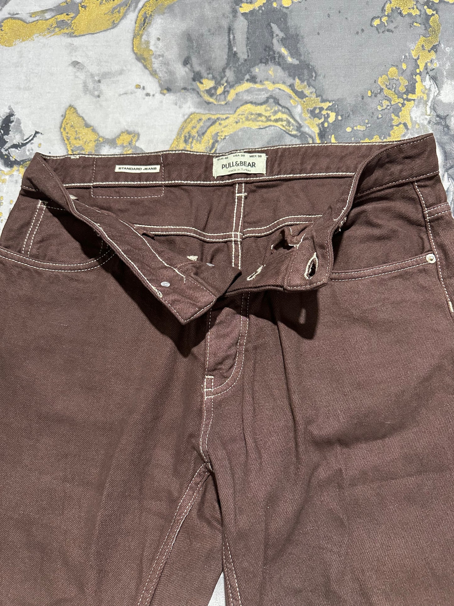 Pull & Bear Mocha Brown Straight Fit Jeans