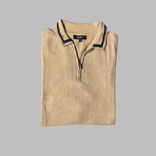 Skin Zipper Half Sleeves Polo