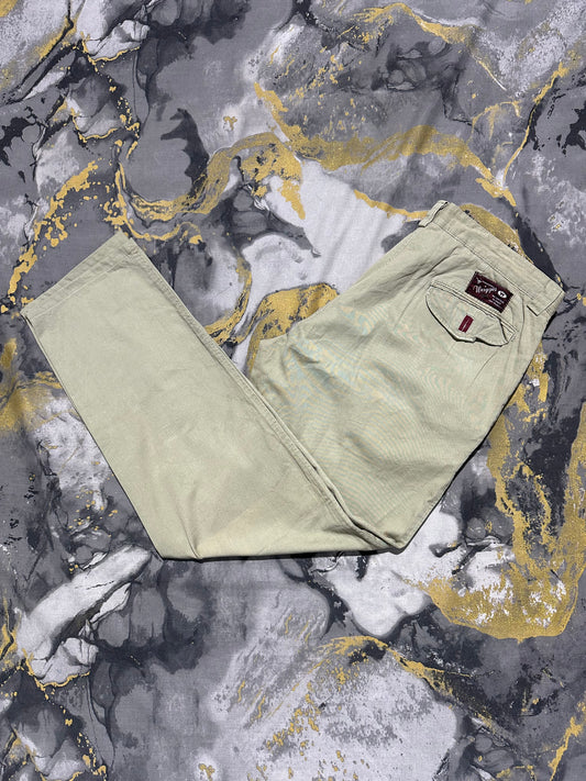 Italian Fit Beige Pleated Cotton Pants