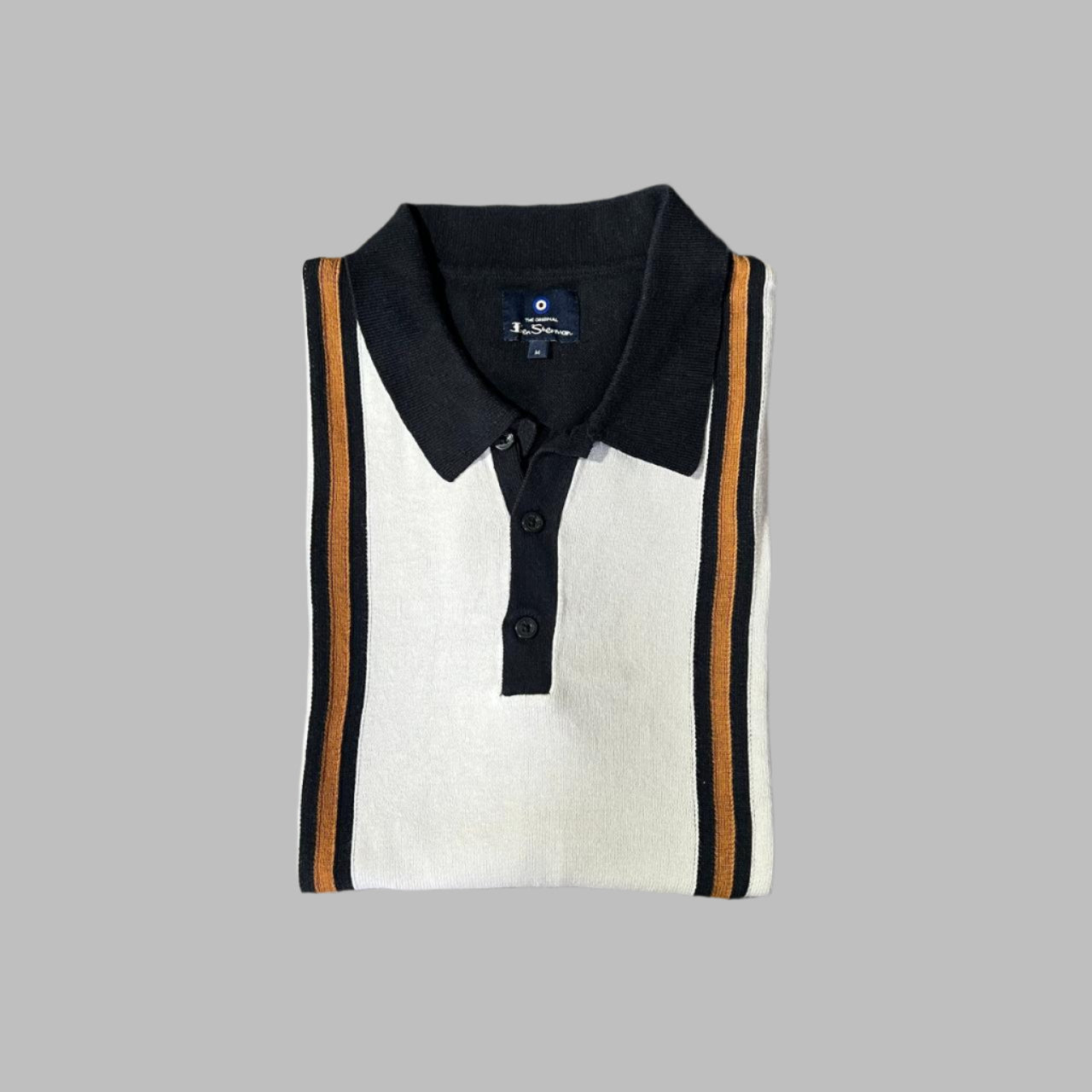 Black -White Stripped Half Sleeves Polo