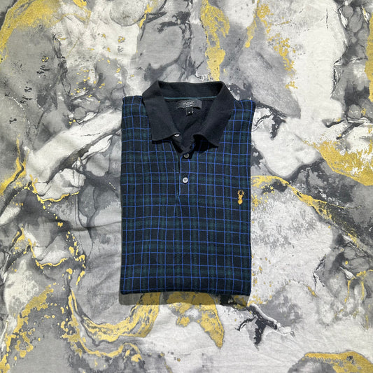 Black and Blue Checkered Knit Polo