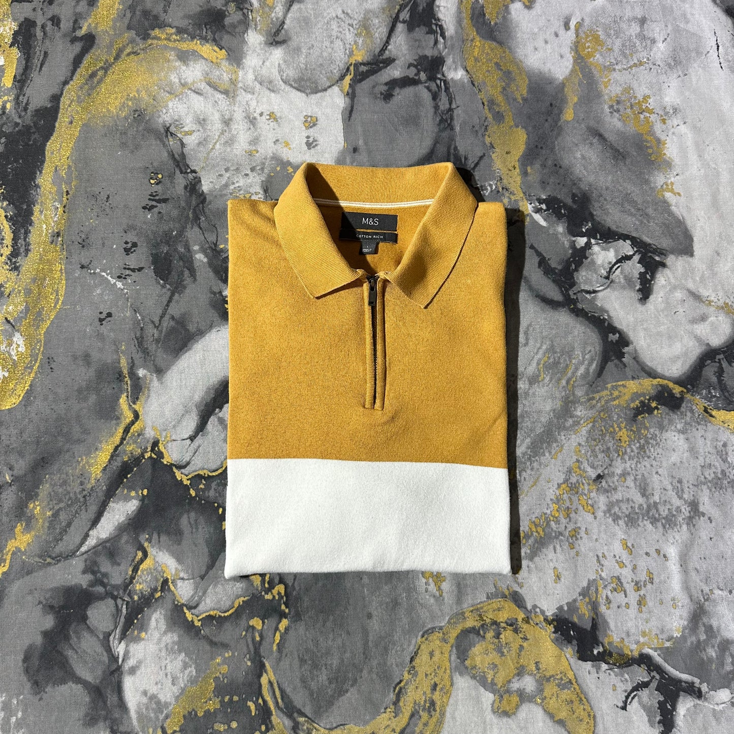 3 Tone Zipper Knitted Polo