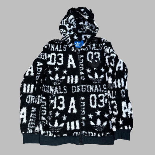 Black White Fur Hoodie Jacket