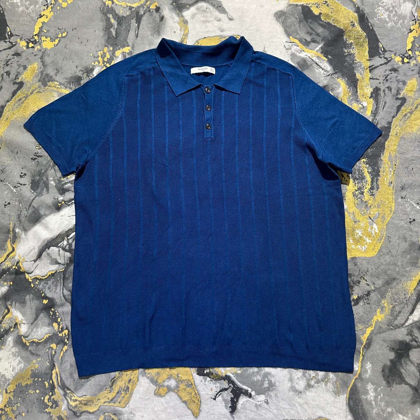 Navy Blue Soft Cotton Buttoned Knitted Polo