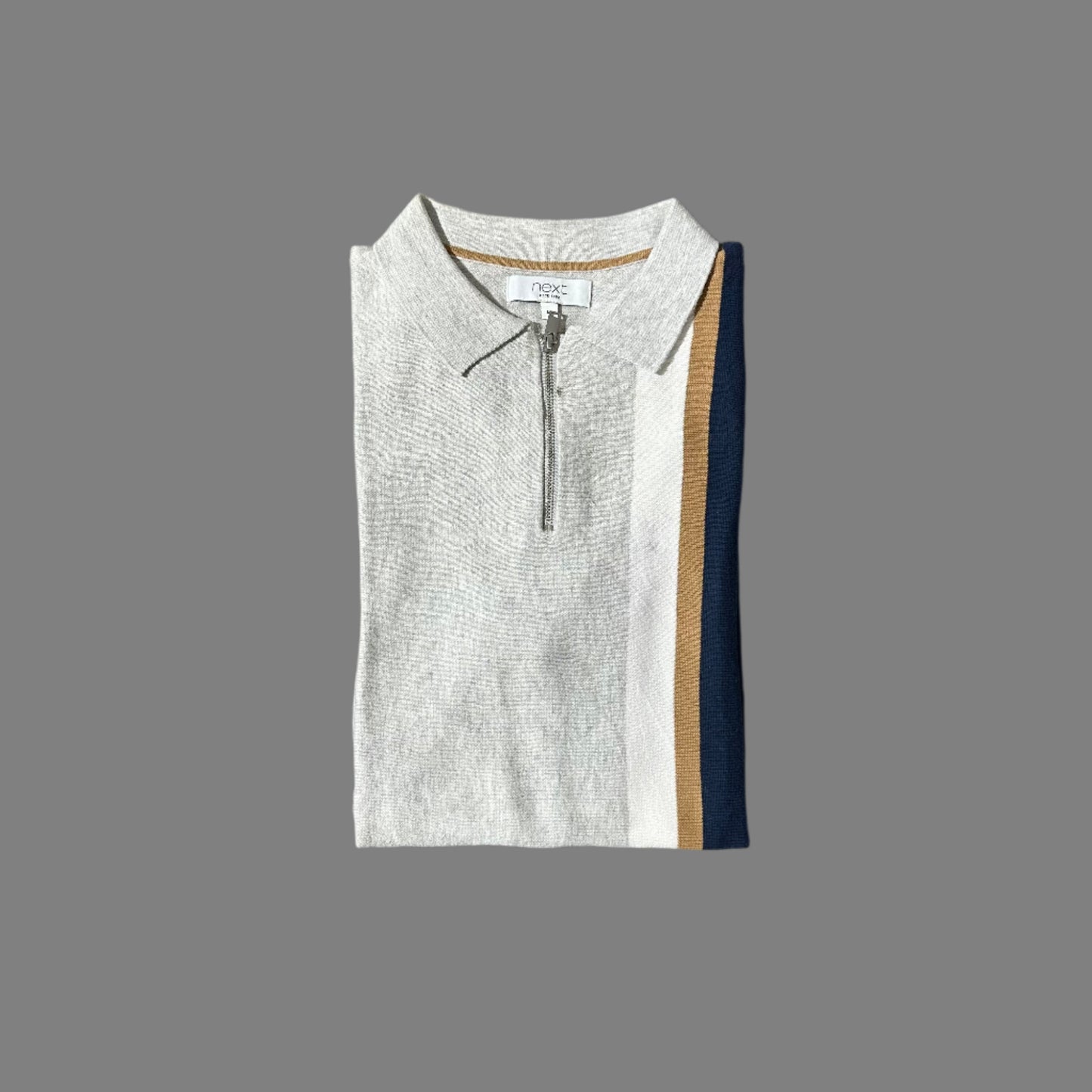 Next Gray Vintage Look Knitted Polo