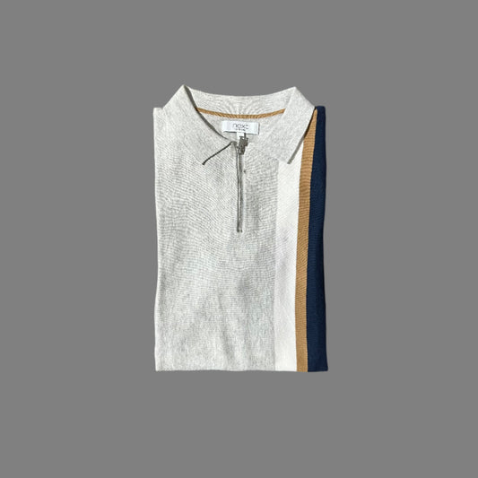 Next Gray Vintage Look Knitted Polo