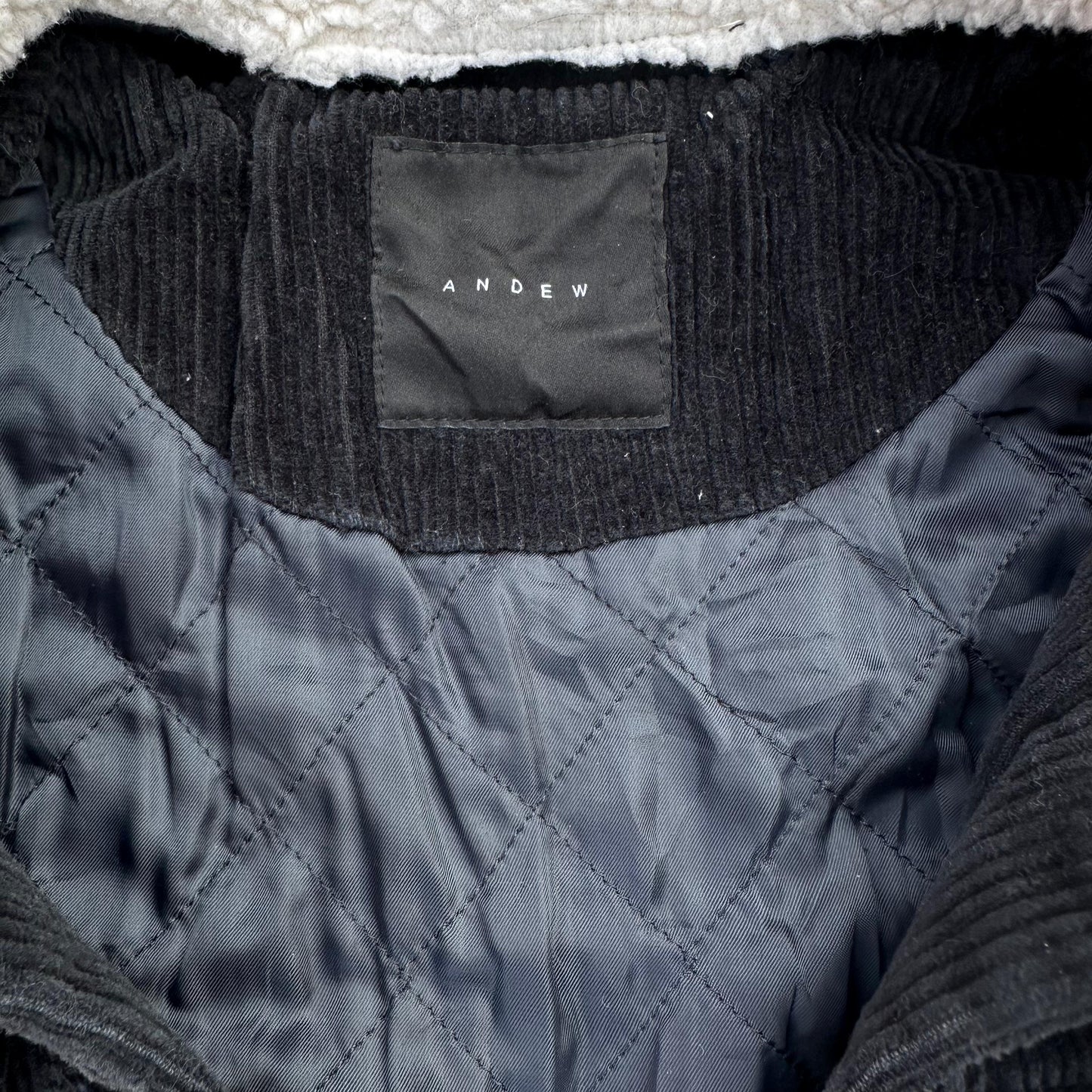 Black Corduroy Fur Collar Jacket