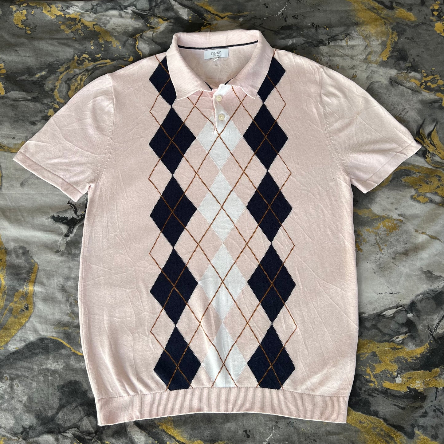 Light Baby Pink Patterned Knitted Polo