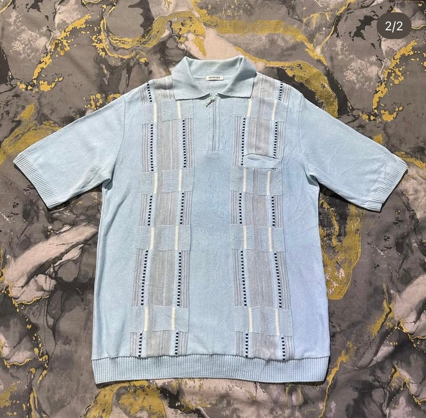 Sky-Blue Zipper Polo