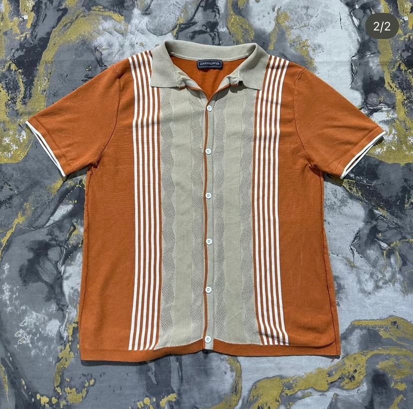 Orange striped Button Down Shirt