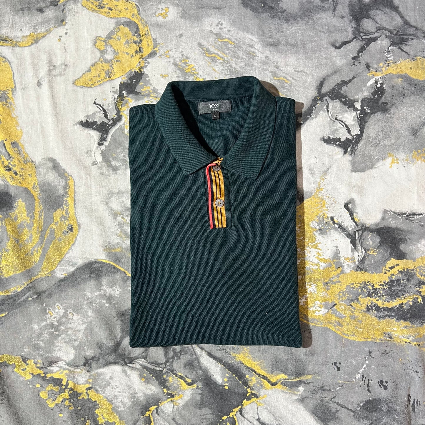 Dark Green Waffle Knit Polo