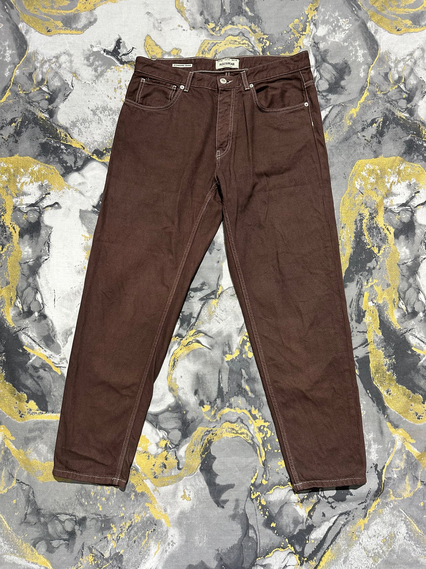 Pull & Bear Mocha Brown Straight Fit Jeans
