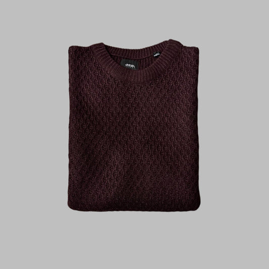 Large Textured Brick-Red Sweater