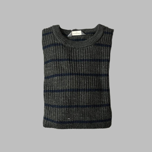 X-Large Grey/Blue Striped Knitted Sweater