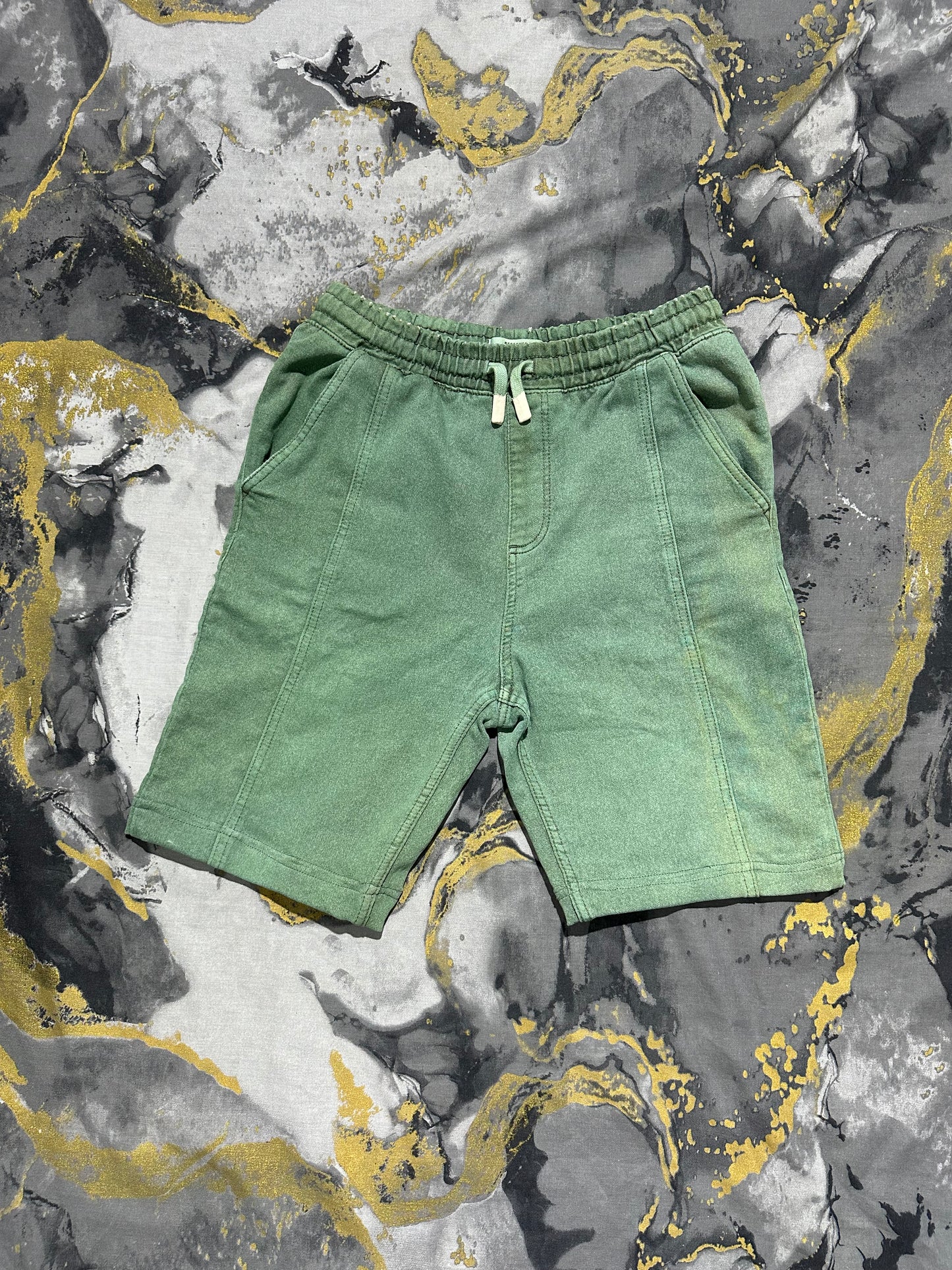 Reserved Faded Green Cotton Shorts