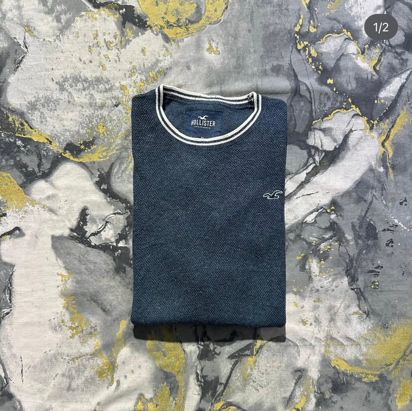 Grayish Blue Knitted T-Shirt
