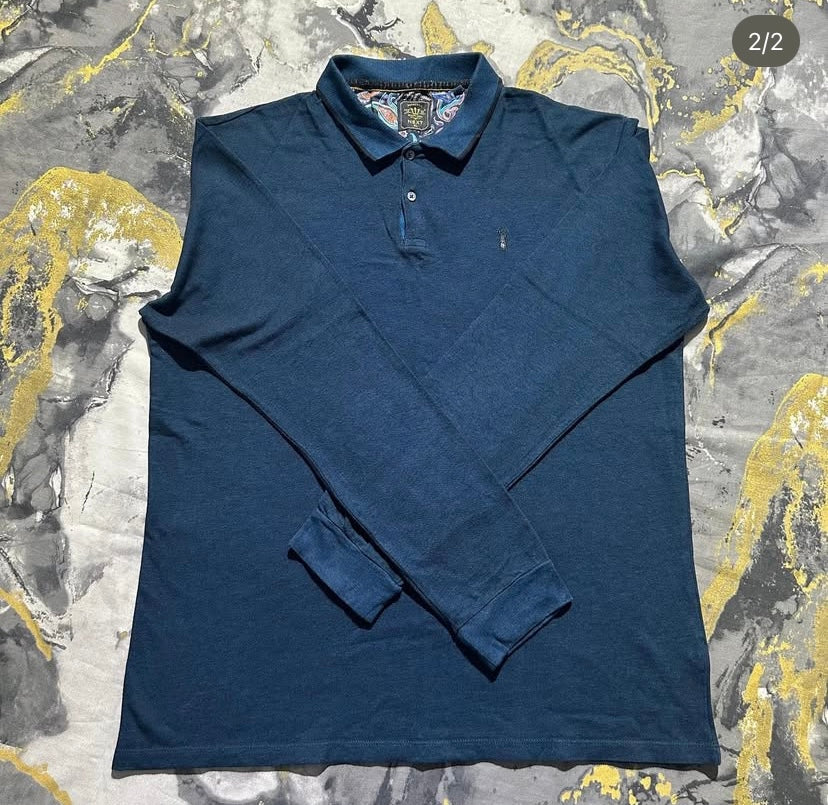 Sea Blue Full Sleeves Polo