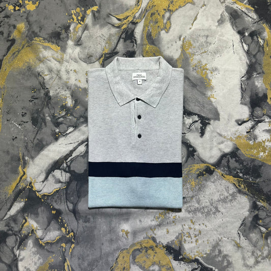 Cotton Two Toned Textured Knit Polo