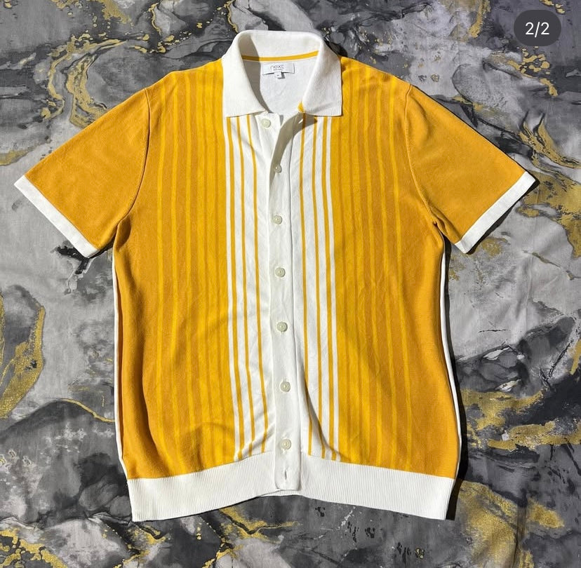 White-Yellow Button Down Polo