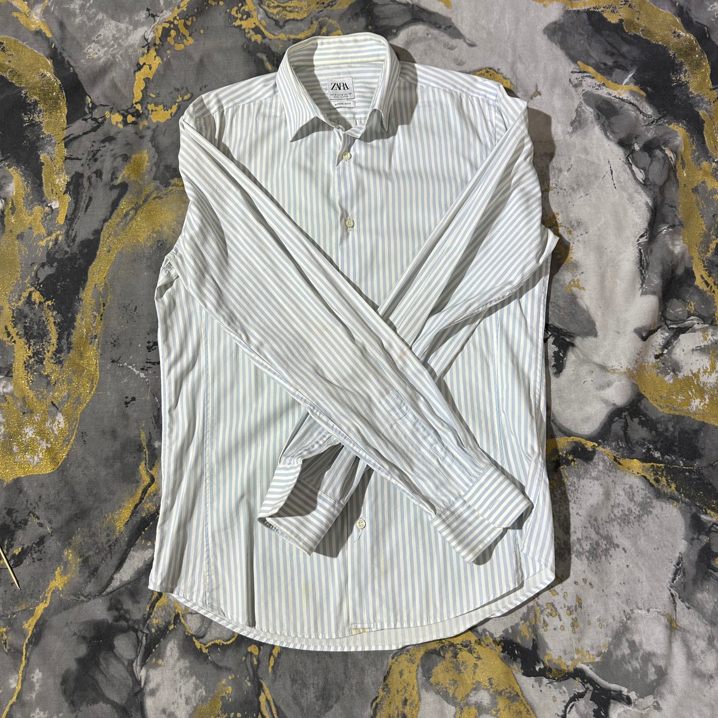 Zara Blue Stripes Buttoned Down Shirt