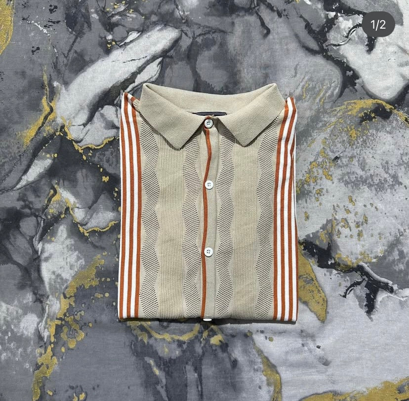 Orange striped Button Down Shirt